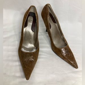 Nine West Brown Suede Metallic High Heels, size 8.5